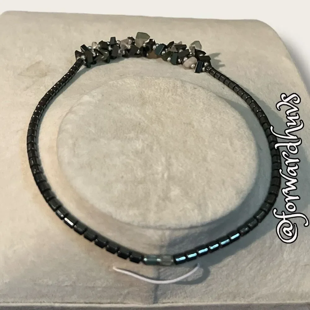 Bundle Sale 3 for $15 | Hematite Chip and Quartz Necklace – 16” with Barrel Clas